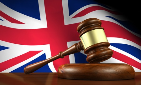 UK flag with gavel representing gambling law and legality